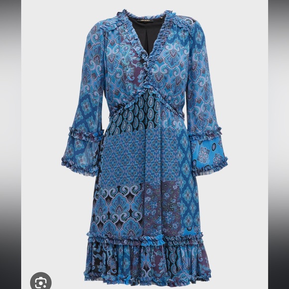 Kobi Halperin Emilee Patchwork Print Dress in Midnight Blue New With Tags Small - Picture 3 of 13